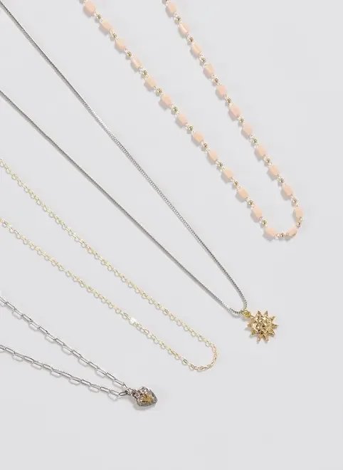 conjunto 4 colares sol dourado e prateado conjunto 4 colares sol dourado e prateado