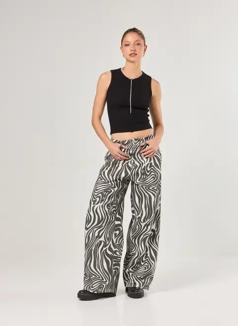 calça super wide leg sarja zebra calça super wide leg sarja zebra