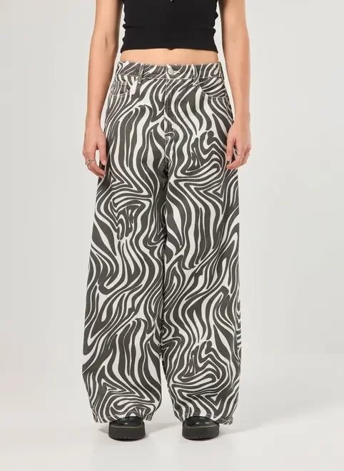 calça super wide leg sarja zebra calça super wide leg sarja zebra