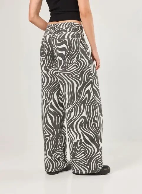 calça super wide leg sarja zebra calça super wide leg sarja zebra