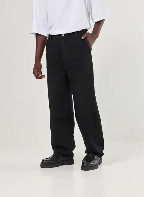 calça baggy em jeans preto circular calça baggy em jeans preto circular