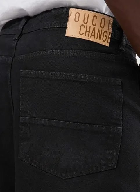 calça baggy em jeans preto circular calça baggy em jeans preto circular