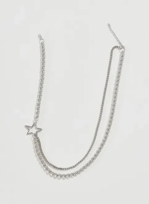 colar corrente dupla com estrela colar corrente dupla com estrela