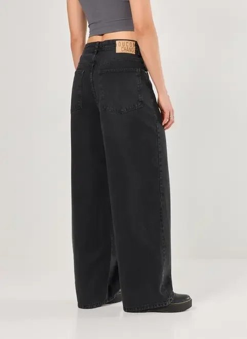 calça cintura baixa em jeans preto circular calça cintura baixa em jeans preto circular