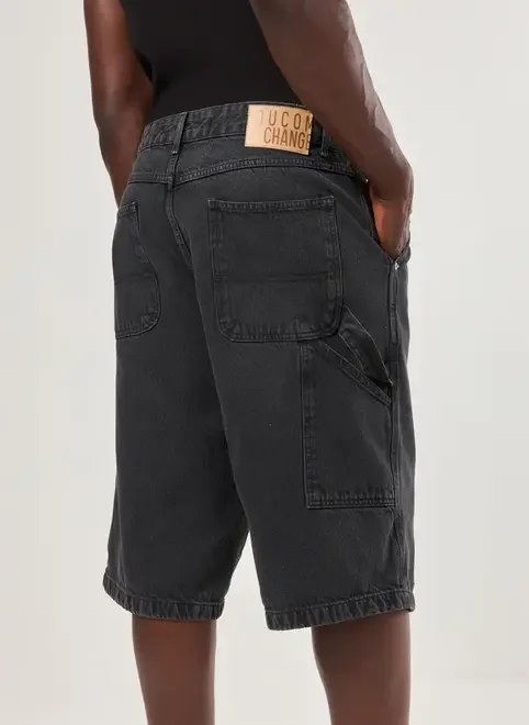 bermuda jorts em jeans preto circular bermuda jorts em jeans preto circular