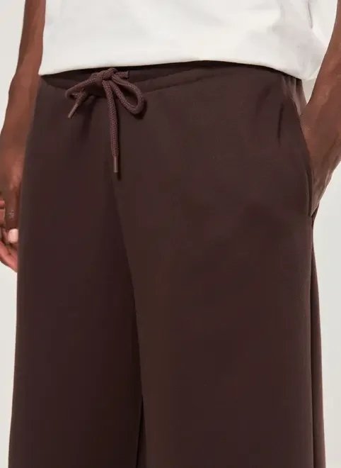 calça reta em moletom marrom calça reta em moletom marrom