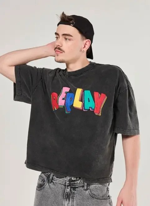 camiseta oversized cropped malhão replay camiseta oversized cropped malhão replay