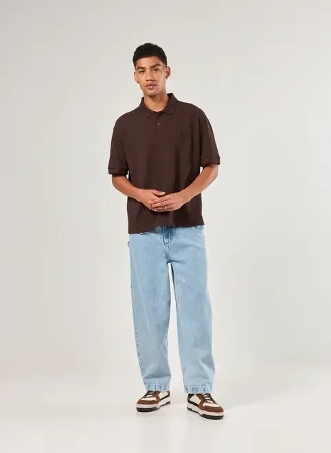 camiseta polo box piquet marrom camiseta polo box piquet marrom