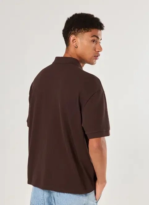 camiseta polo box piquet marrom camiseta polo box piquet marrom