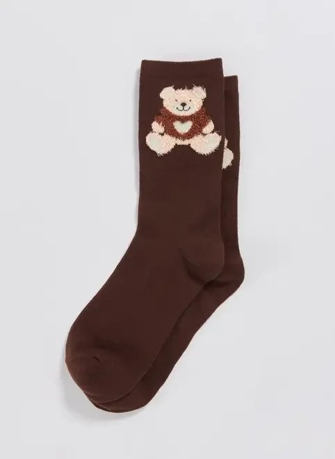 meia marrom urso de pelúcia meia marrom urso de pelúcia