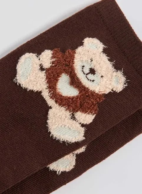 meia marrom urso de pelúcia meia marrom urso de pelúcia