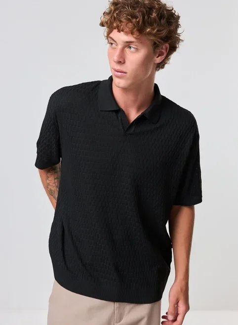 camiseta polo box em tricô camiseta polo box em tricô