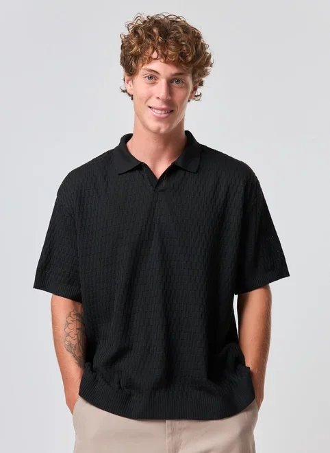 camiseta polo box em tricô camiseta polo box em tricô