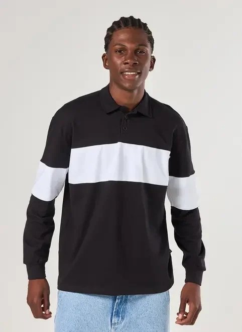 camiseta polo oversized manga longa listra camiseta polo oversized manga longa listra