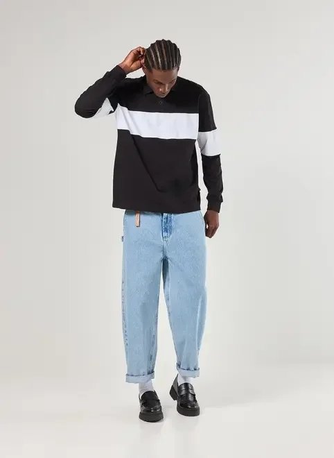 camiseta polo oversized manga longa listra camiseta polo oversized manga longa listra