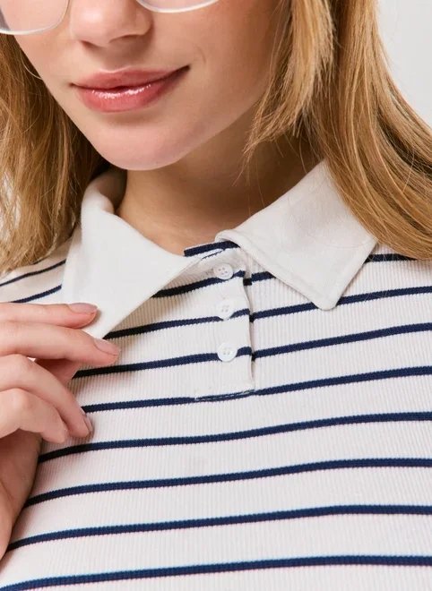 blusa canelada polo listras blusa canelada polo listras