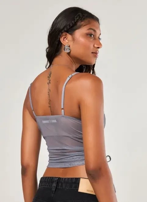 blusa de alcinha em tule cinza blusa de alcinha em tule cinza