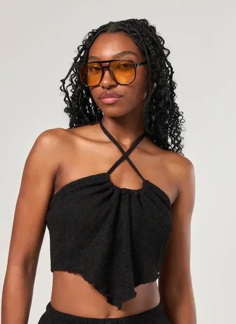 blusa texturizada assimétrica amarração blusa texturizada assimétrica amarração