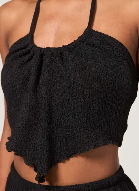 blusa texturizada assimétrica amarração blusa texturizada assimétrica amarração