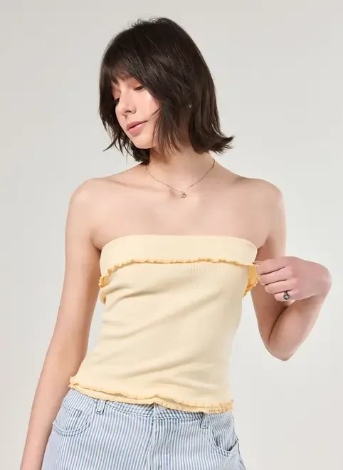 blusa tube top amarelo manteiga blusa tube top amarelo manteiga