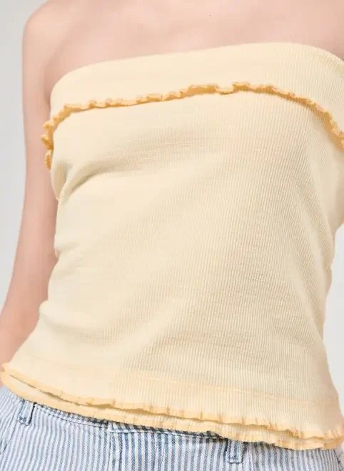 blusa tube top amarelo manteiga blusa tube top amarelo manteiga