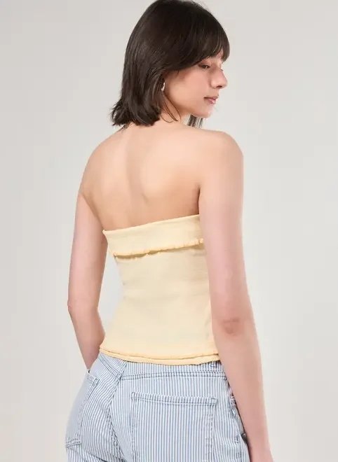 blusa tube top amarelo manteiga blusa tube top amarelo manteiga