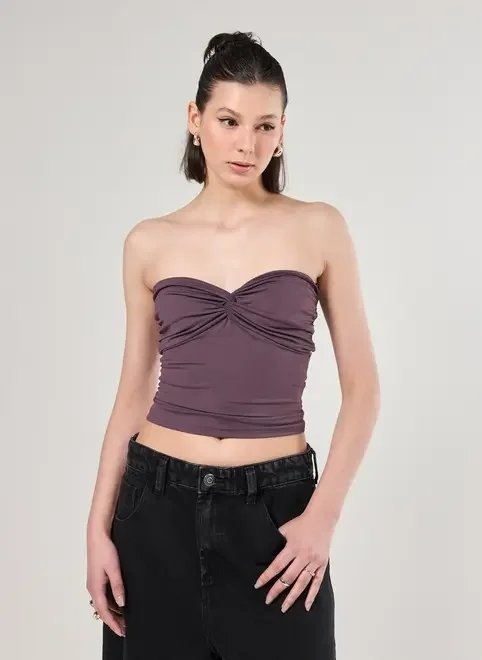 blusa poliamida busto torcido sem alça blusa poliamida busto torcido sem alça