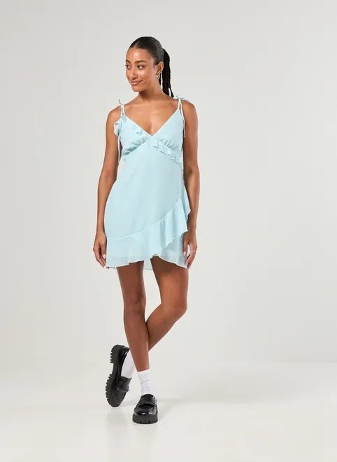 vestido chiffon com babados vestido chiffon com babados