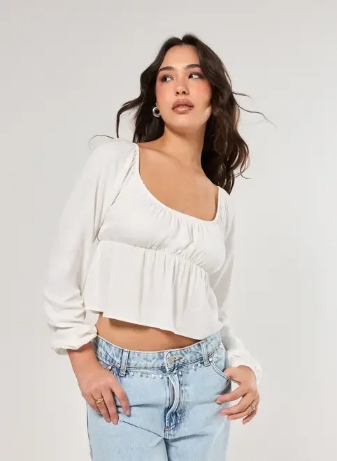 blusa manga longa batinha off-white blusa manga longa batinha off-white
