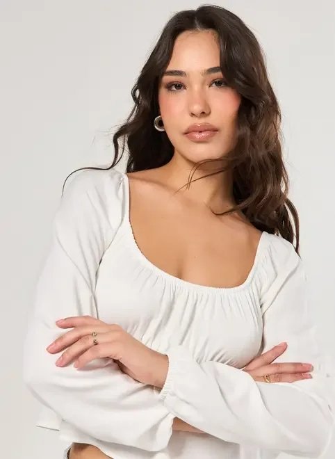 blusa manga longa batinha off-white blusa manga longa batinha off-white