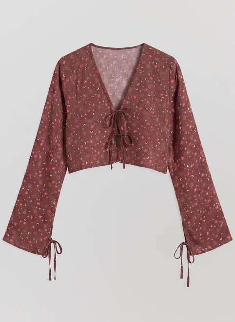blusa amarração amplinha marrom mística blusa amarração amplinha marrom mística
