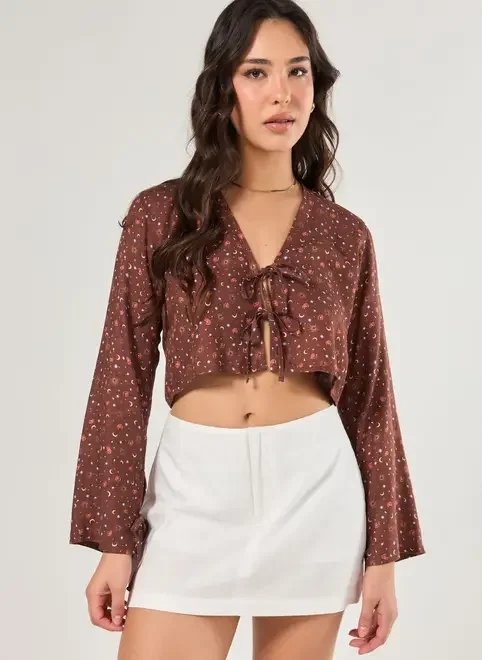 blusa amarração amplinha marrom mística blusa amarração amplinha marrom mística