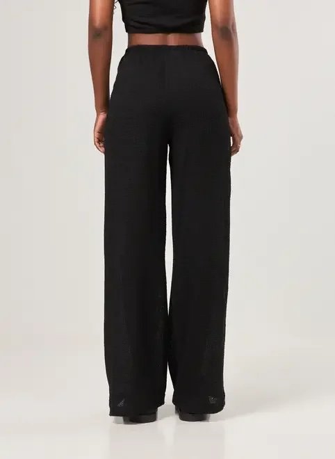 calça preta wide leg texturizada calça preta wide leg texturizada