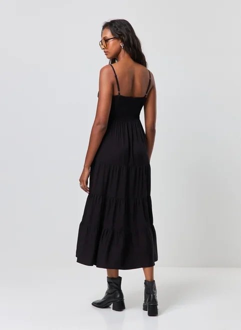 vestido midi preto amarração busto vestido midi preto amarração busto