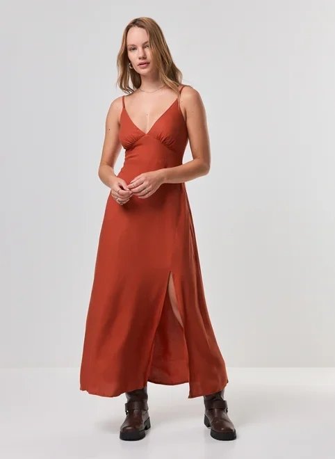 vestido midi decote v alcinha vestido midi decote v alcinha