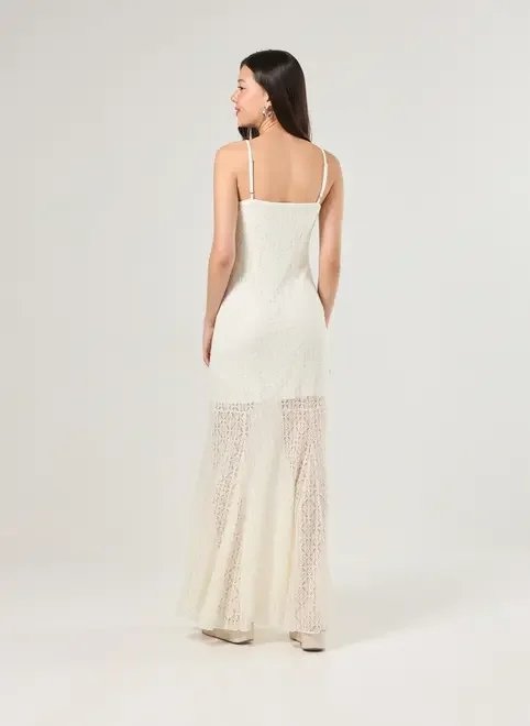 vestido midi off-white renda vestido midi off-white renda