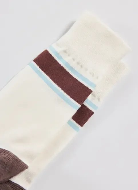 meia off-white listra marrom meia off-white listra marrom