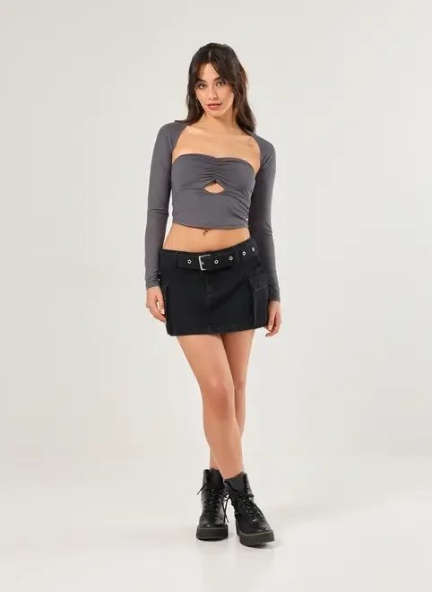 saia jeans cintura baixa cargo com cinto saia jeans cintura baixa cargo com cinto