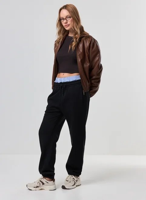 calça de moletom jogger elástico calça de moletom jogger elástico