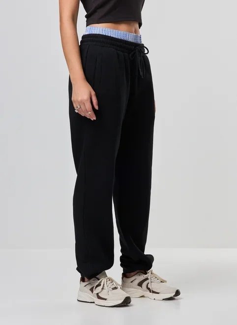 calça de moletom jogger elástico calça de moletom jogger elástico