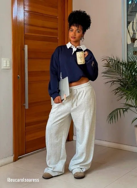 calça moletom wide leg calça moletom wide leg