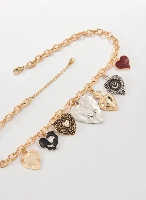 colar maxi pingentes corações colar maxi pingentes corações