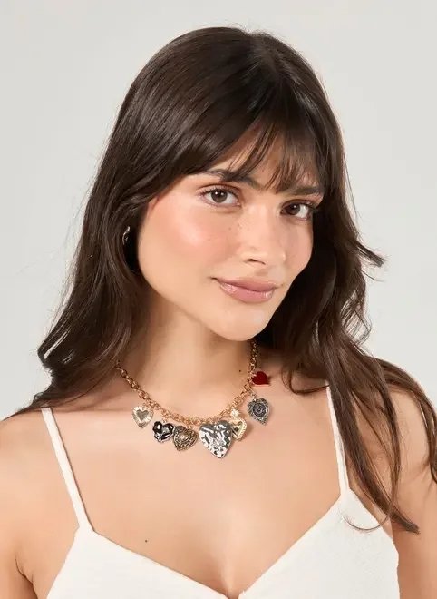 colar maxi pingentes corações colar maxi pingentes corações