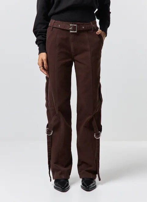 calça cargo preta cintura baixa fivelas calça cargo preta cintura baixa fivelas