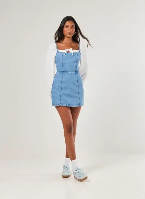 vestido jeans com short embutido vestido jeans com short embutido