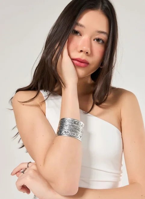 bracelete rígido prateado boho bracelete rígido prateado boho