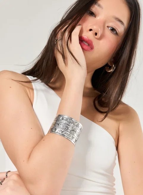 bracelete rígido prateado boho bracelete rígido prateado boho