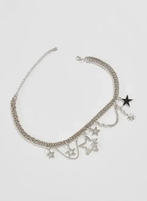 colar corrente estrelas com strass colar corrente estrelas com strass