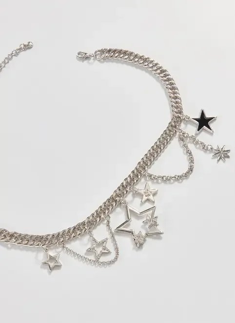 colar corrente estrelas com strass colar corrente estrelas com strass
