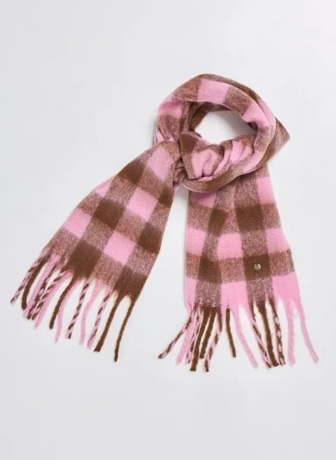 cachecol rosa quadriculado cachecol rosa quadriculado